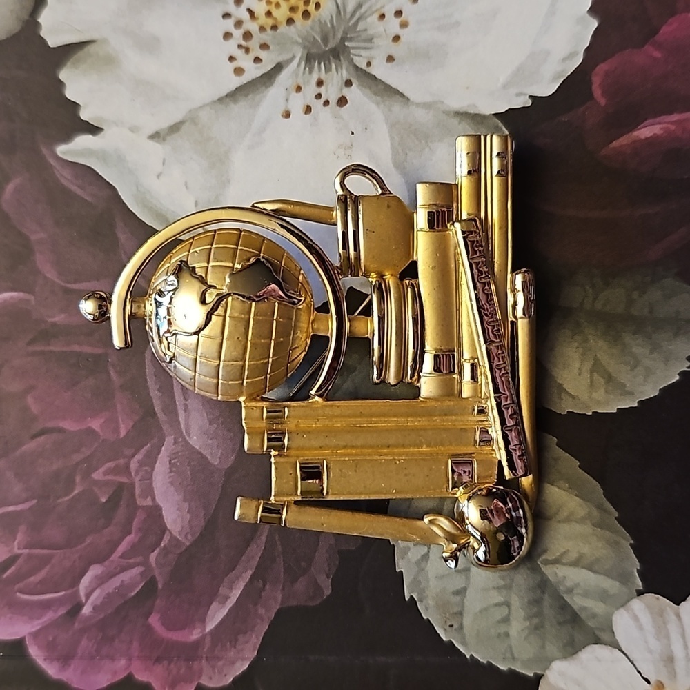 Vintage AJC Designer Brooch Retro Collectible Educational Pin